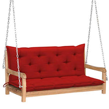 vidaXL - Altalena in legno di teak, con cuscino, altalena da giardino, terrazzo, esterno, 120 cm, colore: rosso