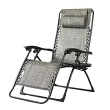 Tayer 2PCS Lettino Prendisole Sdraio Pieghevole, Giardino Pieghevole con portabicchieri, Lettino a Sdraio Pieghevole e Sdraio reclinabile con Cuscino poggiatesta, (Grigio)