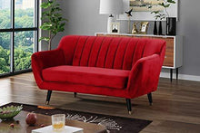 Mobilier Deco - Divano a 2 posti, in velluto, colore: Rosso - Arredi Casa