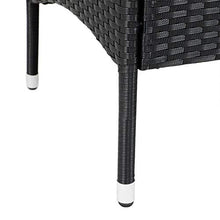 Casaria Panchina da Giardino Polyrattan 2 Posti Piano Tavolo in WPC Cuscini Idrorepellenti 7cm Nero
