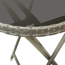 FAMIROSA Tavolino da caffè Grigio 60 cm in Polyrattan e Vetro Temperato