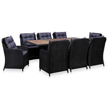 SKM Set da Pranzo da Giardino 9 pz in Polyrattan Nero (132.5kg)