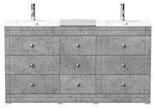 Mobile bagno a terra Vitro Classic con lavabos in vetro grigio cemento