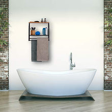 Relaxdays Mensola da Parete con Portasciugamani, Scaffale Pensile per Cucina o Bagno, HxLxP: 41x45x23 cm, Ferro, Nero