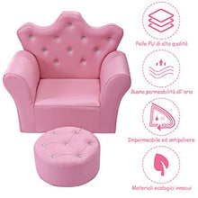 COSTWAY Divano con Braccioli per Ragazze, Ampia Sedia con Poggiapiedi, 58 x 40,5 x 48 cm, Rosa