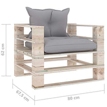 FAMIROSA Divano da Giardino in Pallet con Cuscini Grigi in Legno di Pino