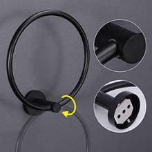 Tuggui - Portasciugamani in acciaio inox SUS 304, colore: Nero opaco