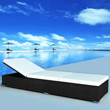 UnfadeMemory Lettino Prendisole con Cuscino in Polyrattan Nero