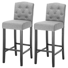 eSituro Coppia di Sgabelli da Bar con Schienale Sedia Alta da Bar Cucina Poggiapiedi Incluso Gambe in Legno Design retrò 2 Pezzi Grigio Chiaro SBST0304