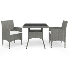 SKM Set Mobili da Pranzo da Giardino 3 pz Grigio Polyrattan e Vetro