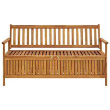 Panchina da giardino con vano portaoggetti, in legno di acacia massiccio, 148 cm