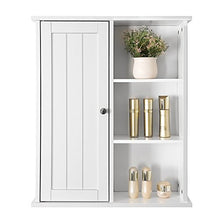 VASAGLE Mobile da Bagno da Parete, Mobile da Muro, Organizzatore Appeso, Armadietto Porta Medicinali, con un'Anta, 5 Scomparti, Ripiano Regolabile in Altezza, 60 x 18 x 71 cm, Bianco BBC20WT