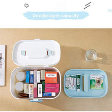 ZCG - Scatola di pronto soccorso a 2 livelli, in plastica, con vassoio rimovibile e manico portatile, 28,5 x 18 x 21 cm (dimensioni: blu)