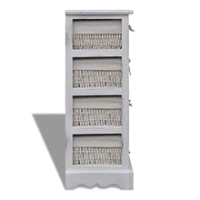 GOTOTOP Cassettiera in legno con 4 ceste 74 x 25 x 28 cm organizzatore di stoccaggio multiuso comò per camera da letto con cassetti stile rustico
