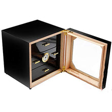 Caishuirong Cigar Box di stoccaggio Cedar Cigar 3 Strati di Legno Solido Idratante Cigar Box umidificazione Perfetto da Usare in Ufficio e Camera da Letto (Color : Black, Size : 24x25x24cm)