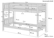 Erst-Holz Letto Bianco a Castello per Ragazzi per materassi 90x200 in Pino con Box 3° Letto 60.06-09WS7