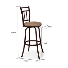 IKAYAA Sgabelli Industrial, Set di 2 Sgabelli da Bar Girevole Anticato con Schienale in Metallo Cornice Sedia da Cucina Pranzo Imbottita capacità 120KG (2 Pezzi)