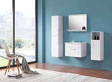 580x380x410mm Arredo Bagno a Muro Bianco, Bagno Sospeso con Lavabo in Ceramica