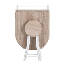 Homy Casa tavolo pieghevole oblungo da parete, realizzato in legno, ideale per colazione e cena, con sgabello pieghevole incluso, color faggio