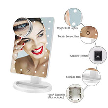 PULLEY Specchio da trucco illuminato con 21 luci LED e touch screen dimmerabile, 10 x specchio a lente di ingrandimento staccabile, a batteria ad alta definizione