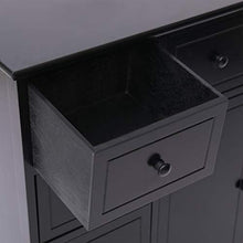 SKM Credenza con 10 Cassetti Nera 113x30x79 cm in Legno