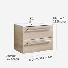 ATUM HOME - Mobiletto da parete con lavabo, con 2 cassetti, chiusura morbida, 800 mm