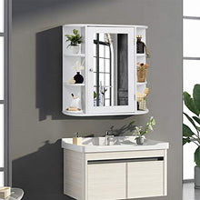 DREAMADE Armadietto da Bagno con Specchio Armadietto da Parete a 3 Ripiani Mobiletto da Muro in Legno