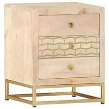 vidaXL Comodino Oro 40x30x50 cm in Legno Massello di Mango