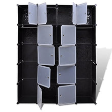 Shengtaieushop modulare con 14 Scomparti Nero e Bianco Panno Armadio 37 x 146 x 180.5 cm