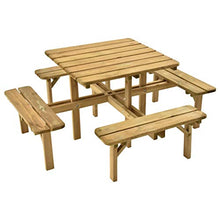 FAMIROSA Tavolo da Picnic con 4 Panche 172x172x73 cm in Pino Impregnato