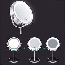 Specchio per Il Trucco, Specchio per Il Trucco Portatile a LED, Illuminato con Specchio cosmetico a LED Luminoso, Specchio ingranditore 5X Specchi da Barba su Due Lati