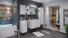 Set di mobili da bagno Firenze 90 (5 parti/C) bianco lucido e armadio a specchio