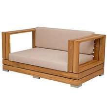 Teako Design Divano da esterno Korsika, 2 posti, in legno di teak, non trattato, resistente alle intemperie, da giardino
