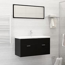 vidaXL Set Mobili da Bagno 2 pz Nero in Truciolato