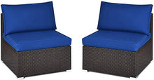 YRRA 2 Pz 2 PCS Outdoor Wickerless Sofa Prizio Patio Rattan Sofà sezionale Set w / 2 Cuscini Spessi e 2 Cuscini Sedili aggiuntivi per Balcone Giardino Patio Piscina (Turchese)-Blu Navy