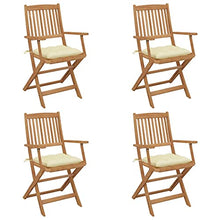 vidaXL Sedie da Giardino Pieghevoli 4 pz con Cuscini Massello Acacia