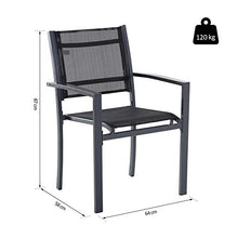 miozzi Set 2 Sedie da Giardino 64x58x87 cm in Textilene Elegance Nero