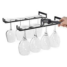 Confezione da 2 scaffali per bicchieri da vino da parete da appendere alla parete, per armadietto e bar, 30 cm