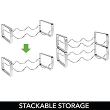 mDesign Set da 2 scaffali per bottiglie di vino impilabili – Portabottiglie in metallo per 3 bottiglie ciascuno – Organizer metallo per ogni tipo di bottiglia – grigio scuro