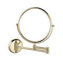 YYSDH - Specchio da parete per trucco, 20,3 cm, girevole a due facce, allungabile, pieghevole, per bagno, rasatura, cosmetico, trucco, ingrandimento 5X/1x, dorato