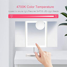 TOUCHBeauty Specchio per Trucco Illuminato,Specchio Trucco con Luce LED Regolabile,Ingranditore 1X/2X/3X/7X,con Touch Screen Tri-Fold e Base,Caricatore USB o Wireless AG-1971W(Bianca)