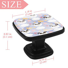 Home - Set di 4 pomelli quadrati per armadietti da cucina, credenze, mobili, mobili, cassetti, cassettiera, cassettiera, con testa a forma di panda con corona a sonaglio, 01