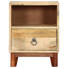 mewmewcat Comodino in Legno Massello di Mango Grezzo 40x30x52 cm
