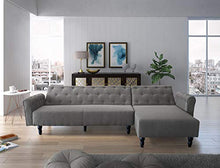 Divano chaise longue Chester 267cm, convertibile in letto, reversibile, grigio.