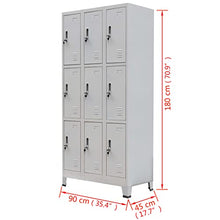Armadio con 9 Armadietti in Acciaio, con Asta Appendiabiti, 90x45x180 cm, Grigio