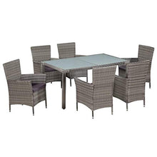 Festnight- Mobili da Giardino in Rattan, Set da Pranzo da Giardino 13 pz in Polyrattan e Vetro Grigio