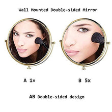 YYSDH - Specchio da parete per trucco, 20,3 cm, girevole a due facce, allungabile, pieghevole, per bagno, rasatura, cosmetico, trucco, ingrandimento 5X/1x, dorato