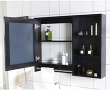 WZH Specchio a Muro, mobiletto del Bagno, armadietto per medicinali a Parete con Anta Singola con Specchio