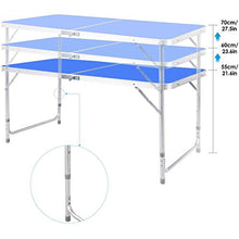 Rund 1,2 Metri Tavolo Pieghevole in Lega di Alluminio da Esterno Portatile Portatile Evento Portatile Tavolo da Pranzo Semplice Tavolo da Pranzo Altezza Regolabile(Color:Blu)