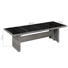 FAMIROSA Tavolo da Giardino 240x90x74 cm in Polyrattan e Vetro